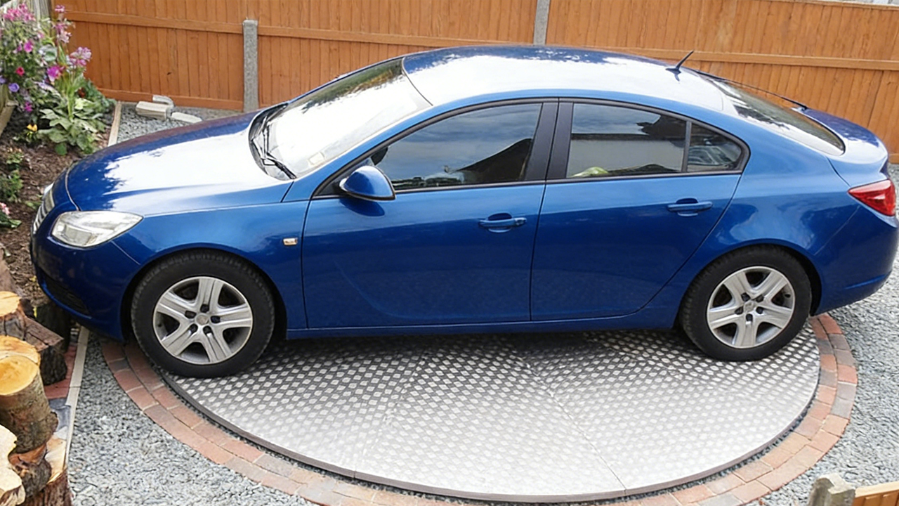 GPLIFT Car Turntable in a luxury home garage